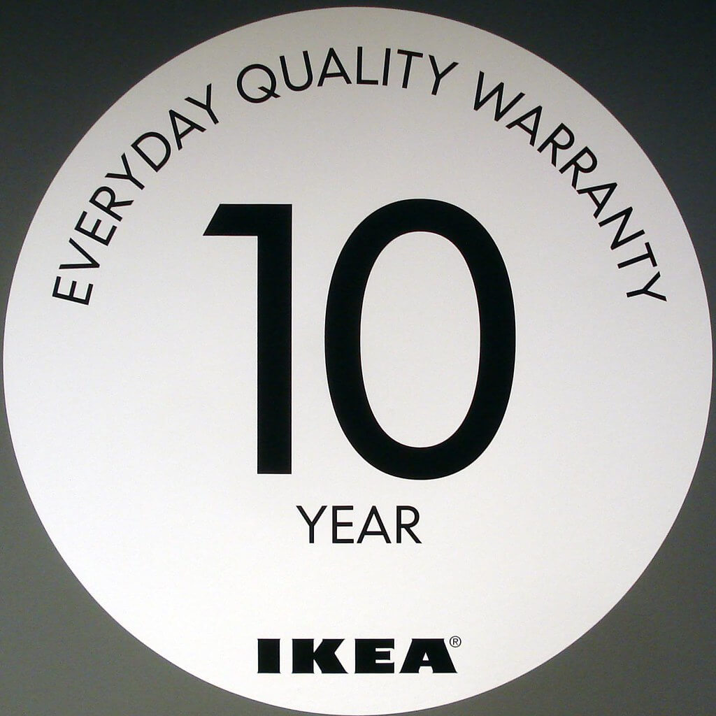 IKEA offers a 10-year limited warranty